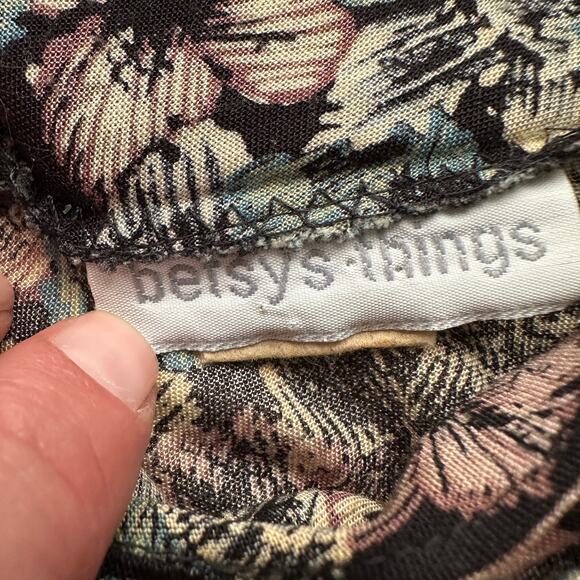 VTG Betsy's Things 90s Shoulder Pads Long Sleeve Drop Yoke Floral Cottagecore S - Picture 9 of 9